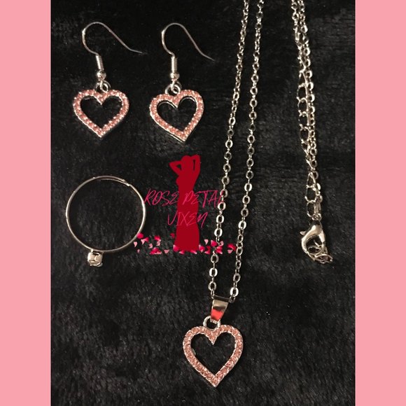 Pink Rhinestone Fashion Jewelry Watch and Necklace 5-piece set. - Picture 3 of 3